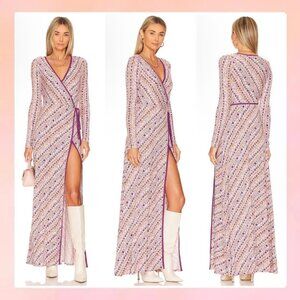 Free People Patterned Wrap Maxi Dress